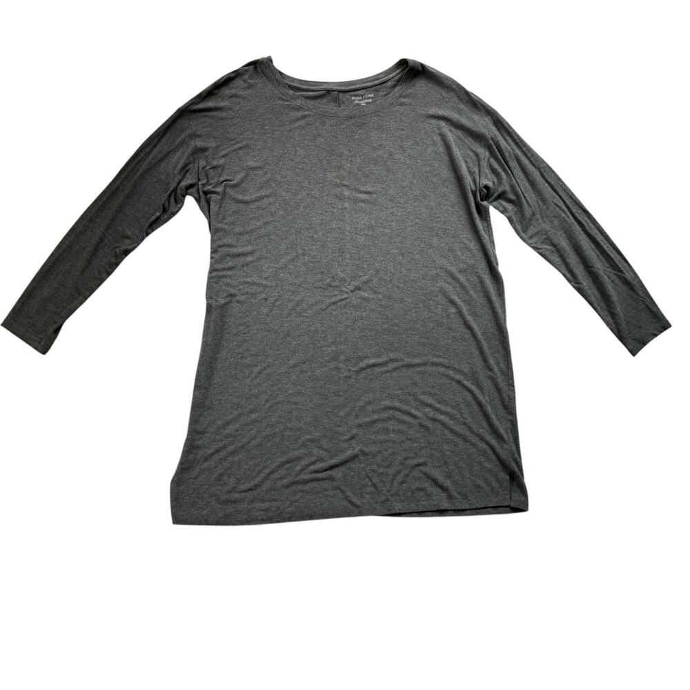 Eileen Fisher Stretch Jersey Knit Tunic Size M Long Sleeve Gray Lounge Comfort